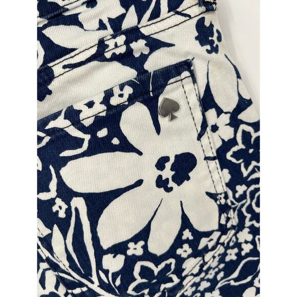 Kate Spade Broome Street Floral Print Pants Jeans Navy and White Women's Size 28 - Picture 7 of 7